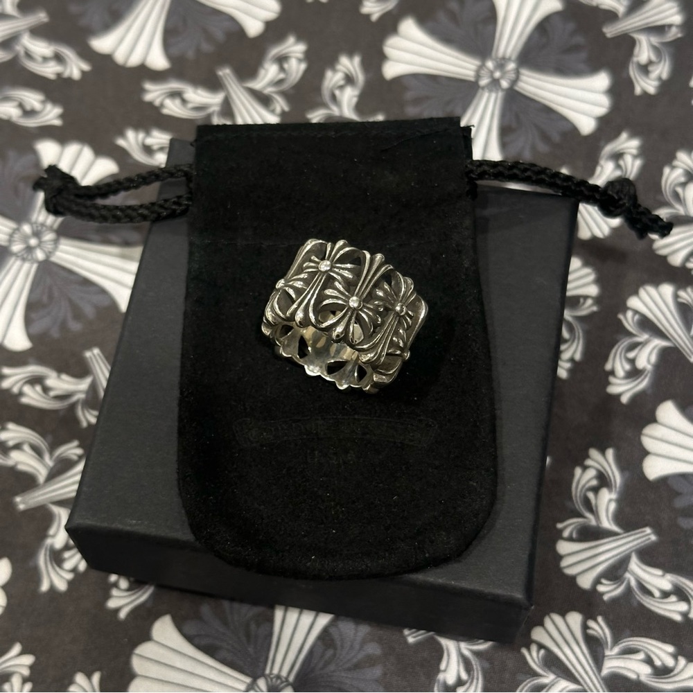 Chrome Hearts Silver Cemetery Cross Ring Size 10
